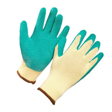 10 Gauge Knitted Green Crinkle Rubber Latex Coated Working Gloves